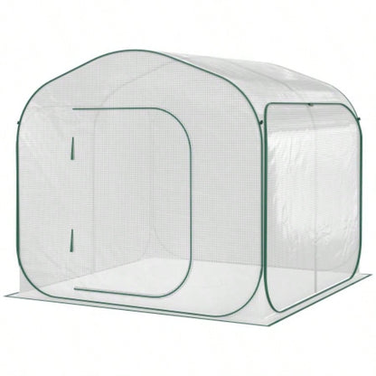 Outsunnyx 6 Portable Walk - in Greenhouse, - up Setup, Outdoor Garden Hot House, Hobby Greenhouse Tent with Zipper Door Growing Flowers, Herbs, Vegetables, Saplings, Succulents, White