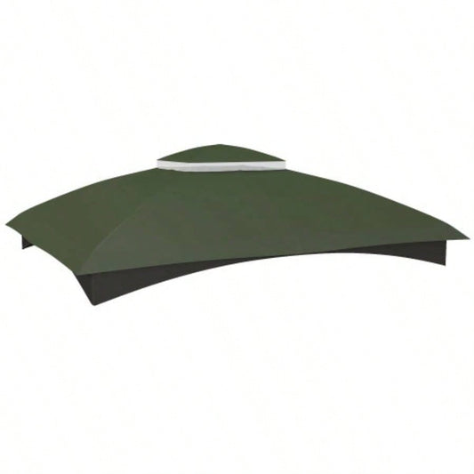 Outsunny 10x 12 Gazebo Canopy, 2 - Tier Outdoor Gazebo Cover Top Roof with Drainage Holes, TOP ONLY Green