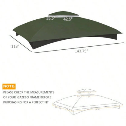 Outsunny 10x 12 Gazebo Canopy, 2 - Tier Outdoor Gazebo Cover Top Roof with Drainage Holes, TOP ONLY Green