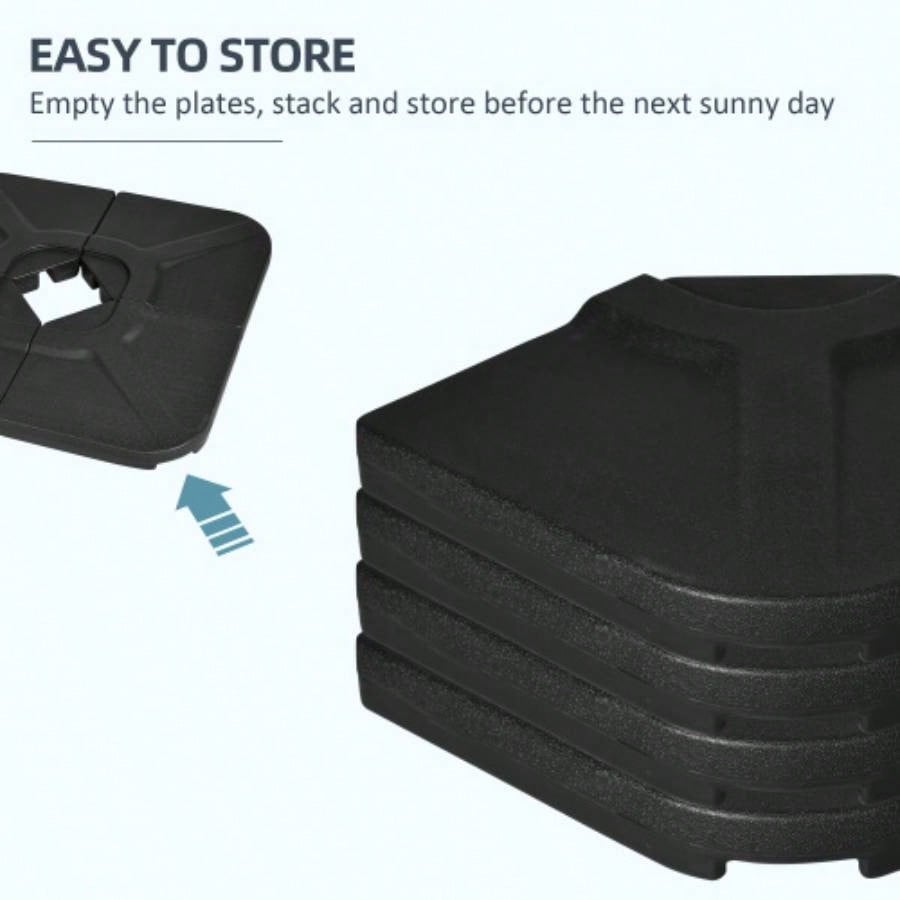 Outsunny 4 - Piece 175lb Cantilever Patio Base Weights Offset Hanging, HDPE or Sand Filled Weights Base Stand, Black