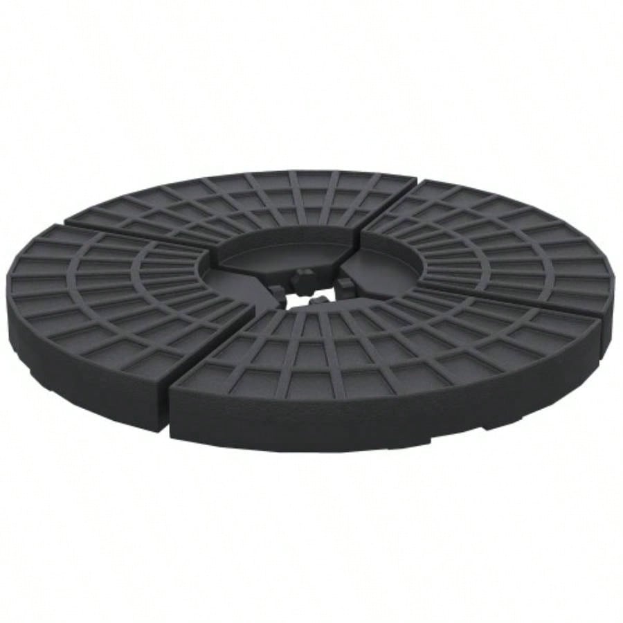 Outsunny 4 Pieces Round Patio Base, Cantilever Offset Outdoor Weights, 52 Liters Capacity or 112 lbs Capacity Sand Plates Set, Black