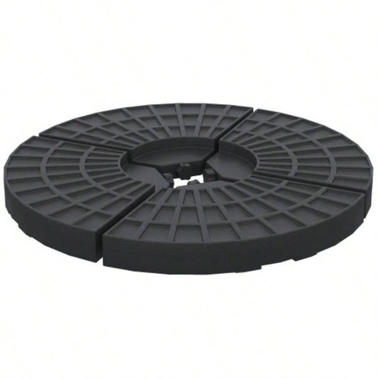 Outsunny 4 Pieces Round Patio Base, Cantilever Offset Outdoor Weights, 52 Liters Capacity or 112 lbs Capacity Sand Plates Set, Black