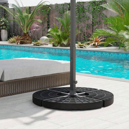 Outsunny 4 Pieces Round Patio Base, Cantilever Offset Outdoor Weights, 52 Liters Capacity or 112 lbs Capacity Sand Plates Set, Black