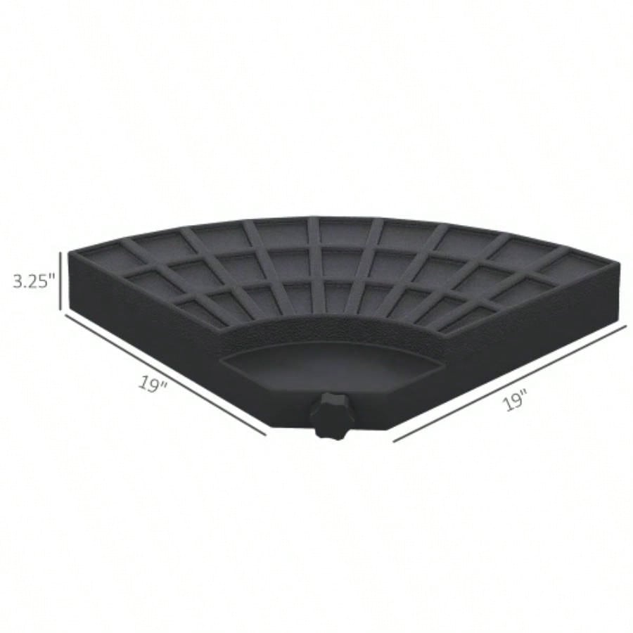 Outsunny 4 Pieces Round Patio Base, Cantilever Offset Outdoor Weights, 52 Liters Capacity or 112 lbs Capacity Sand Plates Set, Black