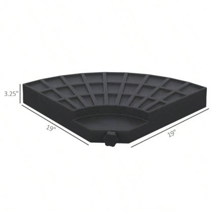 Outsunny 4 Pieces Round Patio Base, Cantilever Offset Outdoor Weights, 52 Liters Capacity or 112 lbs Capacity Sand Plates Set, Black