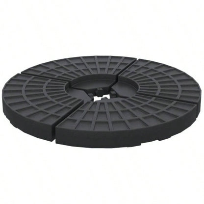 Outsunny 4 Pieces Round Patio Base, Cantilever Offset Outdoor Weights, 52 Liters Capacity or 112 lbs Capacity Sand Plates Set, Black