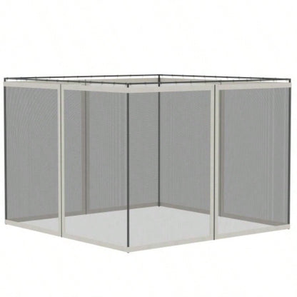 Outsunny 10x 10 Universal Mesh Sidewall Netting Patio Gazebos and Canopy Tents with Zippers, Sidewall Only White