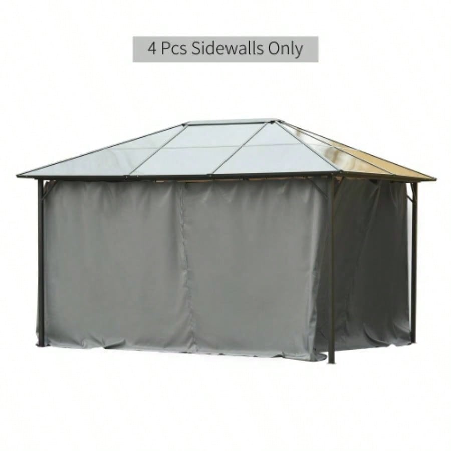Outsunny 10x 12 Universal Gazebo Sidewall Set with Panels, Hooks and C - Rings Included Pergolas and Cabanas, Gray