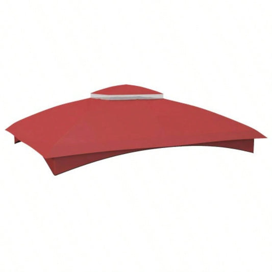 Outsunny 10x 12 Gazebo Canopy, 2 - Tier Outdoor Gazebo Cover Top Roof with Drainage Holes, TOP ONLY Wine Red
