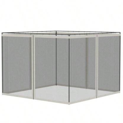 Outsunny 10x 10 Universal Mesh Sidewall Netting Patio Gazebos and Canopy Tents with Zippers, Sidewall Only White