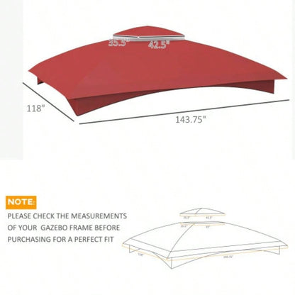 Outsunny 10x 12 Gazebo Canopy, 2 - Tier Outdoor Gazebo Cover Top Roof with Drainage Holes, TOP ONLY Wine Red