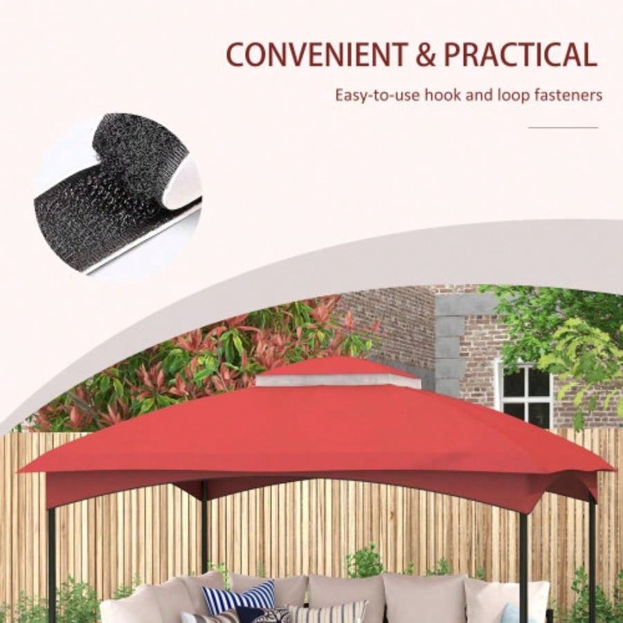 Outsunny 10x 12 Gazebo Canopy, 2 - Tier Outdoor Gazebo Cover Top Roof with Drainage Holes, TOP ONLY Wine Red
