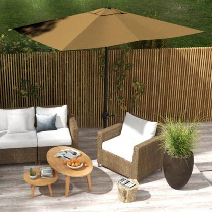 Outsunny 6.5x 10 Rectangular Market, Patio Outdoor Table with Crank and Push Button Tilt, Coffee