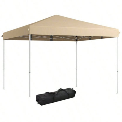 Outsunny 13x 13 Up Canopy Tent, Instant Shelter, Tents Parties, Height Adjustable, with Wheeled Carry Bag Outdoor, Garden, Patio, Parties, Beige