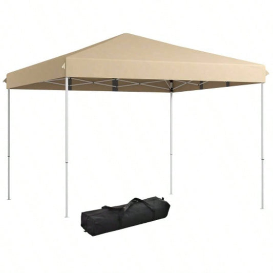 Outsunny 13x 13 Up Canopy Tent, Instant Shelter, Tents Parties, Height Adjustable, with Wheeled Carry Bag Outdoor, Garden, Patio, Parties, Beige
