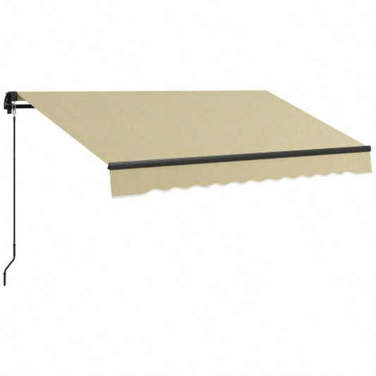 Outsunny 8x 6.5 Retractable Awning, Patio Awning Sunshade Shelter with Manual Crank Handle, 280gsm Resistant Fabric and Aluminum Frame Deck, Balcony, Yard, Beige