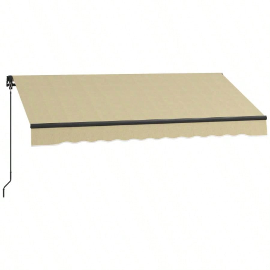 Outsunny 8x 6.5 Retractable Awning, Patio Awning Sunshade Shelter with Manual Crank Handle, 280gsm Resistant Fabric and Aluminum Frame Deck, Balcony, Yard, Beige