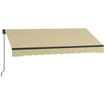 Outsunny 8x 6.5 Retractable Awning, Patio Awning Sunshade Shelter with Manual Crank Handle, 280gsm Resistant Fabric and Aluminum Frame Deck, Balcony, Yard, Beige