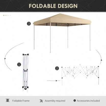 Outsunny 13x 13 Up Canopy Tent, Instant Shelter, Tents Parties, Height Adjustable, with Wheeled Carry Bag Outdoor, Garden, Patio, Parties, Beige