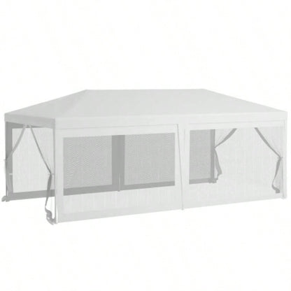 Outsunny 10x 20 Party Tent, Outdoor Wedding Canopy Gazebo with 6 Removable Sidewalls, Shade Shelter Events, BBQs, White