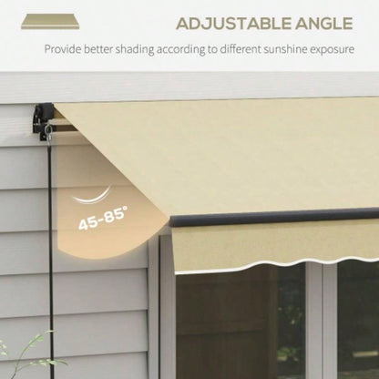 Outsunny 8x 6.5 Retractable Awning, Patio Awning Sunshade Shelter with Manual Crank Handle, 280gsm Resistant Fabric and Aluminum Frame Deck, Balcony, Yard, Beige