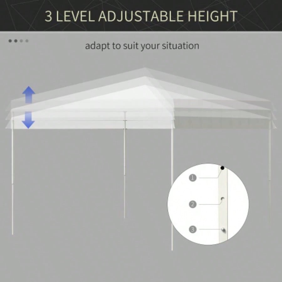 Outsunny 13x 13 Up Canopy Tent, Instant Shelter, Tents Parties, Height Adjustable, with Wheeled Carry Bag Outdoor, Garden, Patio, Parties, White