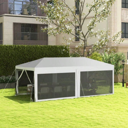 Outsunny 10x 20 Party Tent, Outdoor Wedding Canopy Gazebo with 6 Removable Sidewalls, Shade Shelter Events, BBQs, White