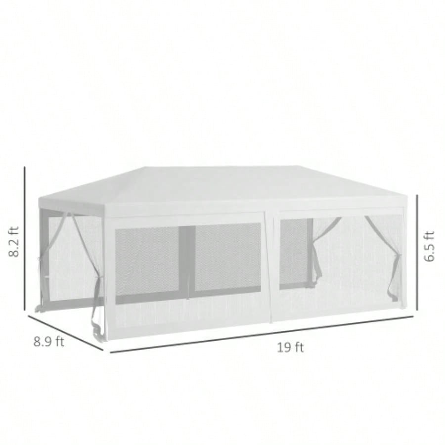 Outsunny 10x 20 Party Tent, Outdoor Wedding Canopy Gazebo with 6 Removable Sidewalls, Shade Shelter Events, BBQs, White