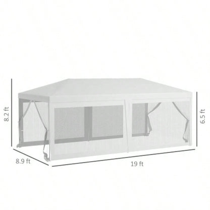 Outsunny 10x 20 Party Tent, Outdoor Wedding Canopy Gazebo with 6 Removable Sidewalls, Shade Shelter Events, BBQs, White