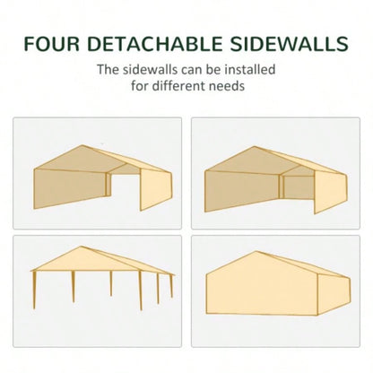 Outsunny 10x 20 Party Tent, Outdoor Wedding Canopy Gazebo with 6 Removable Sidewalls, Shade Shelter Events, BBQs, White