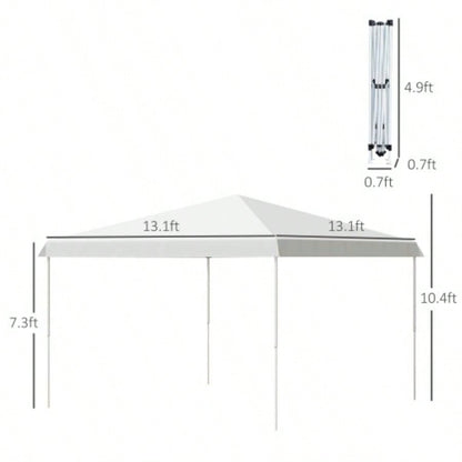 Outsunny 13x 13 Up Canopy Tent, Instant Shelter, Tents Parties, Height Adjustable, with Wheeled Carry Bag Outdoor, Garden, Patio, Parties, White
