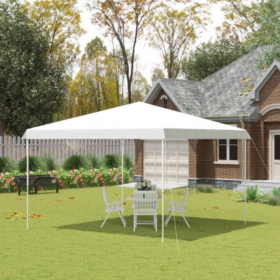 Outsunny 13x 13 Up Canopy Tent, Instant Shelter, Tents Parties, Height Adjustable, with Wheeled Carry Bag Outdoor, Garden, Patio, Parties, White