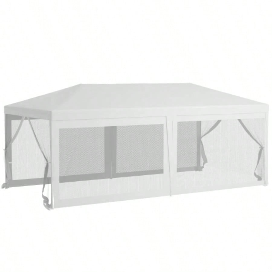 Outsunny 10x 20 Party Tent, Outdoor Wedding Canopy Gazebo with 6 Removable Sidewalls, Shade Shelter Events, BBQs, White