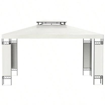 Outsunny 10x 13 Patio Gazebo, Double Roof Outdoor Gazebo Canopy Shelter with Screen Decorate Corner Frame, Garden, Lawn, Backyard and Deck, White