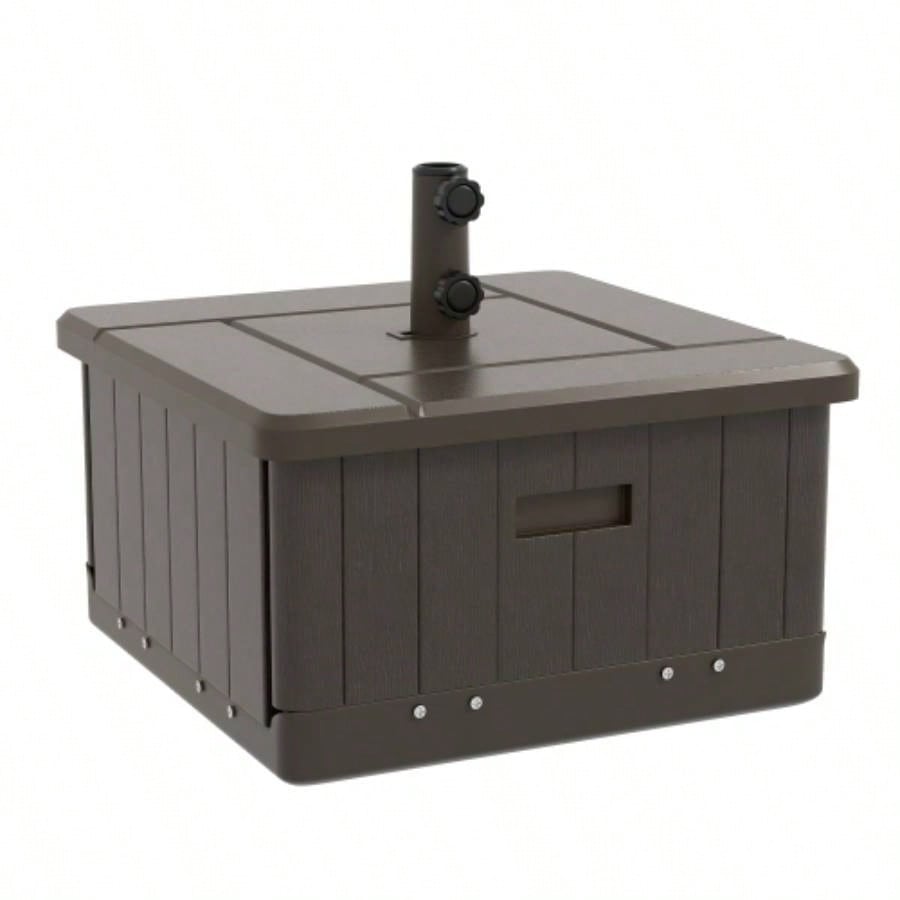 Outsunny 3 - in - 1 Outdoor Base, Coffee End Table, Flower Box Planter with Drain Hole, 175 lbs. Capacity Fillable Patio Stand Table with Wheels and Handles, Brown