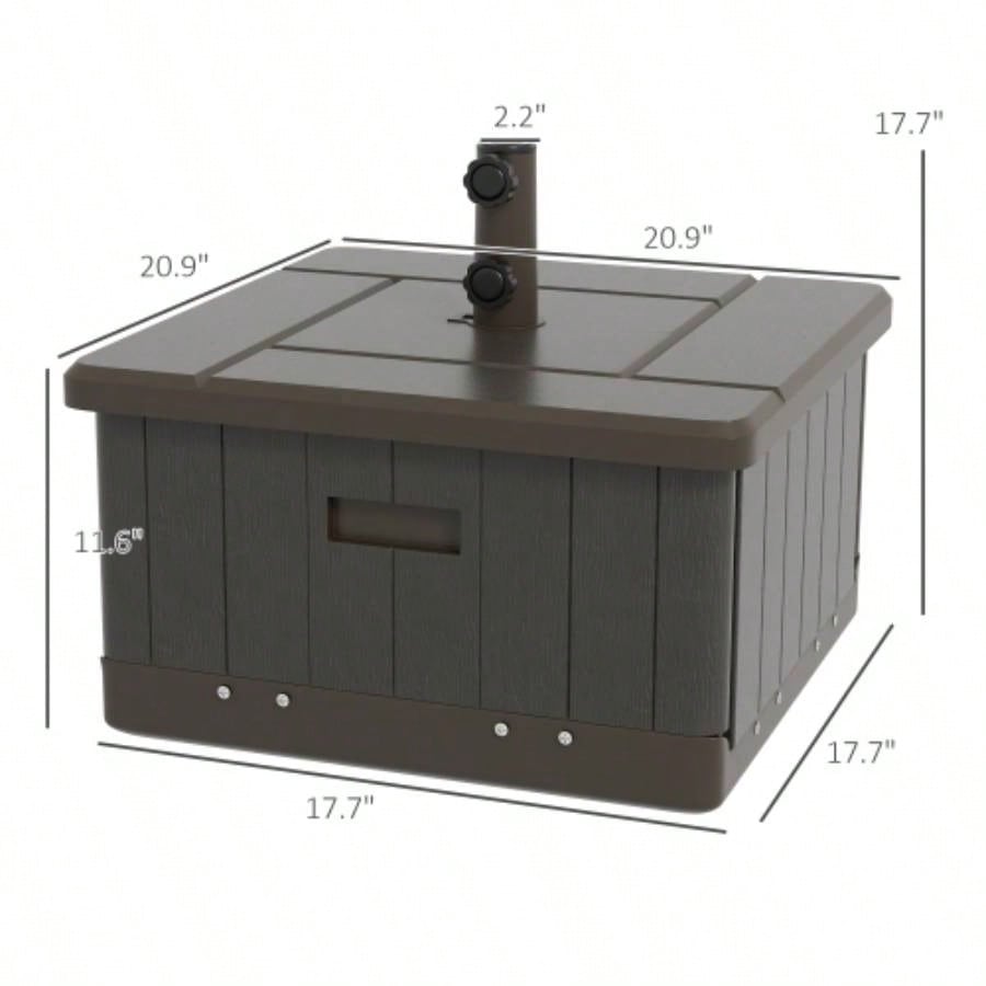 Outsunny 3 - in - 1 Outdoor Base, Coffee End Table, Flower Box Planter with Drain Hole, 175 lbs. Capacity Fillable Patio Stand Table with Wheels and Handles, Brown