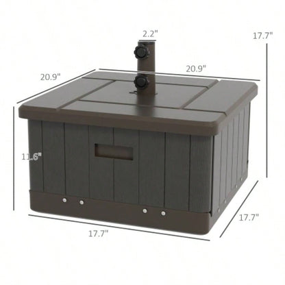 Outsunny 3 - in - 1 Outdoor Base, Coffee End Table, Flower Box Planter with Drain Hole, 175 lbs. Capacity Fillable Patio Stand Table with Wheels and Handles, Brown