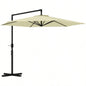 Outsunny 9.5FT Cantilever Patio with Crank, Base and Vent, Round Hanging Offset, Heavy Duty Outdoor Garden, Pool, Backyard, Deck, Beige