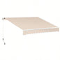 Outsunny 13x 8 Retractable Awning, Patio Awnings, Sunshade Shelter/ Manual Crank Handle, - Resistant Fabric and Aluminum Frame Deck, Balcony, Yard, Beige Stripes
