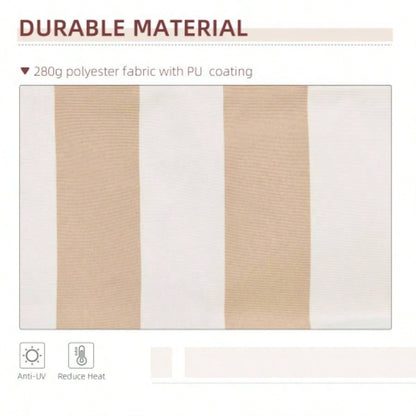Outsunny 13x 8 Retractable Awning, Patio Awnings, Sunshade Shelter/ Manual Crank Handle, - Resistant Fabric and Aluminum Frame Deck, Balcony, Yard, Beige Stripes