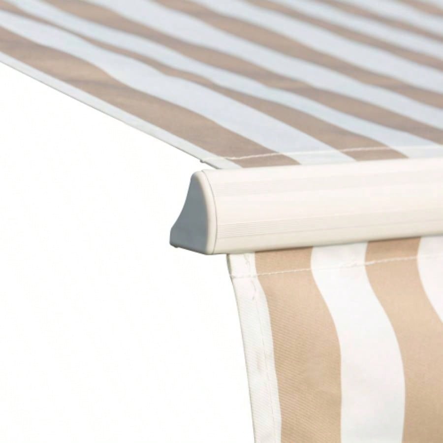 Outsunny 13x 8 Retractable Awning, Patio Awnings, Sunshade Shelter/ Manual Crank Handle, - Resistant Fabric and Aluminum Frame Deck, Balcony, Yard, Beige Stripes