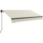 Outsunny 8x 6.5 Retractable Awning, Patio Awning Sunshade Shelter with Manual Crank Handle, 280gsm Resistant Fabric and Aluminum Frame Deck, Balcony, Yard, Beige and White