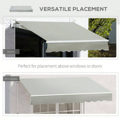 Outsunny 8x Patio Retractable Awning, Manual Exterior Shade Deck Window Cover,