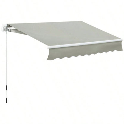 Outsunny 8x Patio Retractable Awning, Manual Exterior Shade Deck Window Cover,