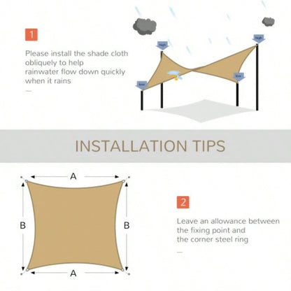 Outsunny 13x 20 Rectangle Shade Sail Canopy Outdoor Shade Sail Cloth Patio Deck Yard with D - Rings and Rope Included - Sand