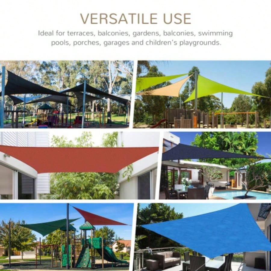 Outsunny 13x 20 Rectangle Shade Sail Canopy Outdoor Shade Sail Cloth Patio Deck Yard with D - Rings and Rope Included - Sand