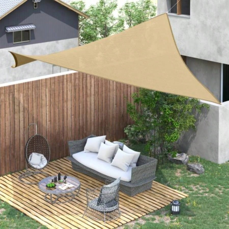 Outsunny 13x 20 Rectangle Shade Sail Canopy Outdoor Shade Sail Cloth Patio Deck Yard with D - Rings and Rope Included - Sand