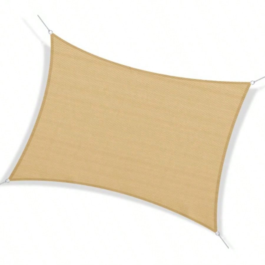 Outsunny 13x 20 Rectangle Shade Sail Canopy Outdoor Shade Sail Cloth Patio Deck Yard with D - Rings and Rope Included - Sand