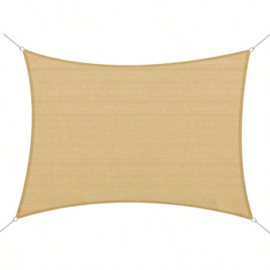 Outsunny 13x 20 Rectangle Shade Sail Canopy Outdoor Shade Sail Cloth Patio Deck Yard with D - Rings and Rope Included - Sand