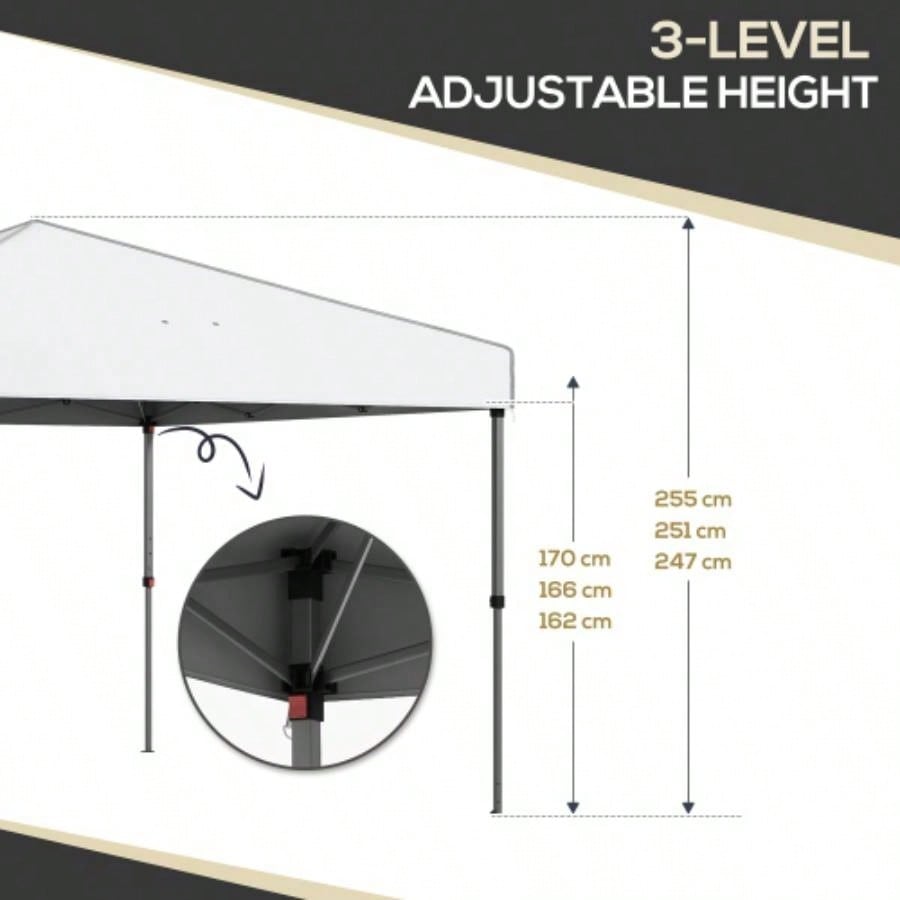 Outsunny 9. 9. Up Canopy with Sidewalls, Portable Canopy Tent with 2 Mesh, Reflective Strips, Carry Bag Events, Outdoor Party, Vendor Canopy, White